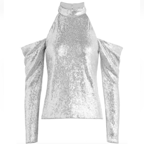 New Rachel Zoe Jakki Silver Sequined Halter Top - Picture 4 of 7